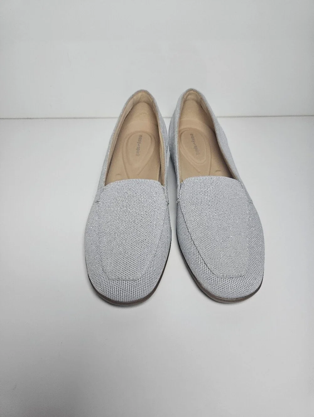 Easy Spirit Silver Gray Knit Comfort Loafers Women's Size 10 NWOB